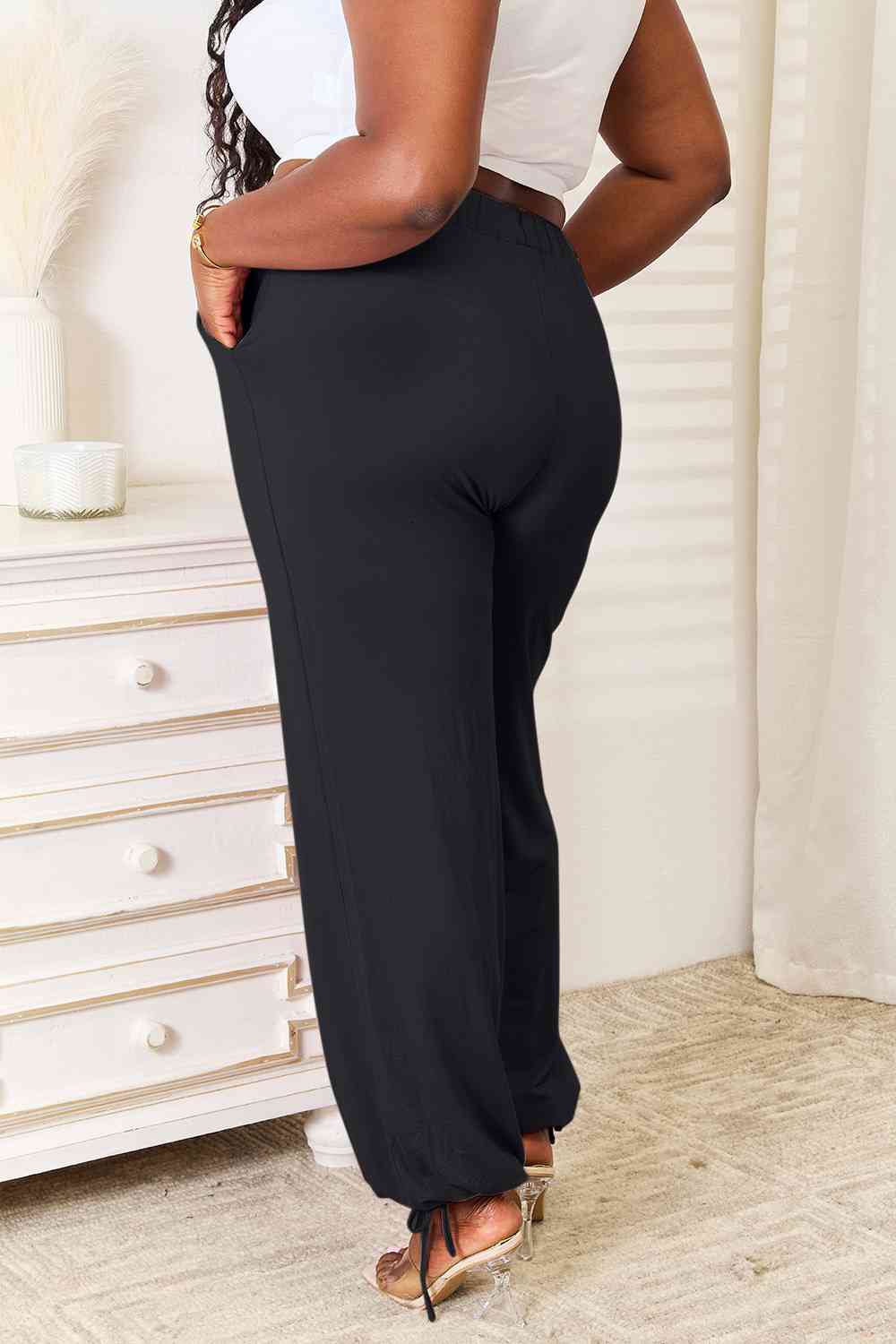Basic Bae Full Size Soft Rayon Drawstring Waist Pants with Pockets elegancydose