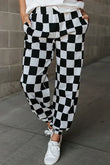 Checkered Elastic Waist Joggers elegancydose
