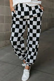 Checkered Elastic Waist Joggers elegancydose