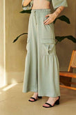 Davi & Dani Drawstring Ruched Detail Wide Leg Pants elegancydose