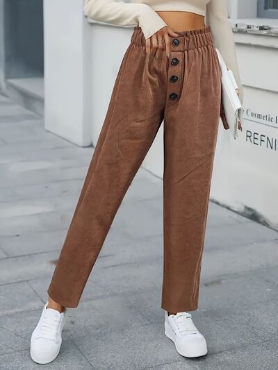 Decorative Button High Waist Pants elegancydose