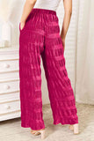 Double Take Full Size High Waist Tiered Shirring Velvet Wide Leg Pants elegancydose
