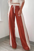Drawstring Contrast Wide Leg Pants elegancydose