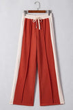 Drawstring Contrast Wide Leg Pants elegancydose