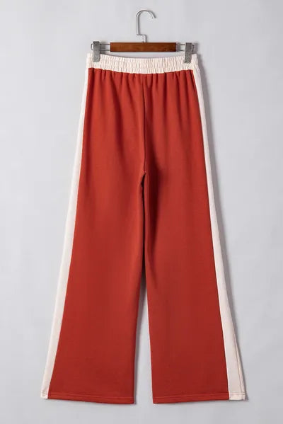 Drawstring Contrast Wide Leg Pants elegancydose