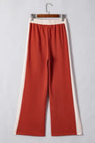 Drawstring Contrast Wide Leg Pants elegancydose