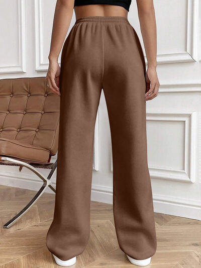 Drawstring Elastic Waist Pants with Pockets elegancydose