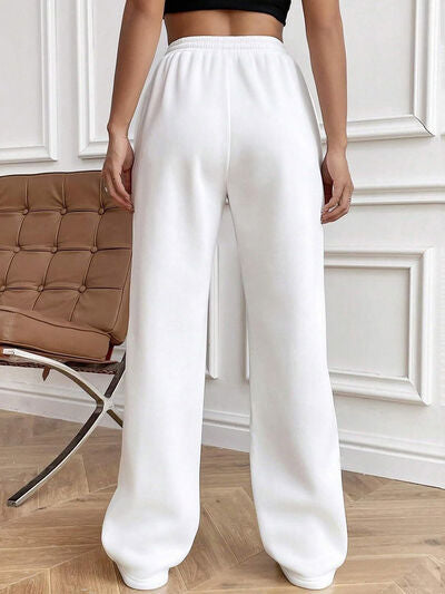 Drawstring Elastic Waist Pants with Pockets elegancydose