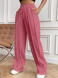 Drawstring Elastic Waist Pants with Pockets elegancydose