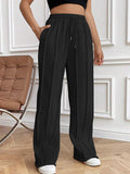 Drawstring Elastic Waist Pants with Pockets elegancydose