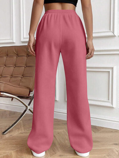 Drawstring Elastic Waist Pants with Pockets elegancydose
