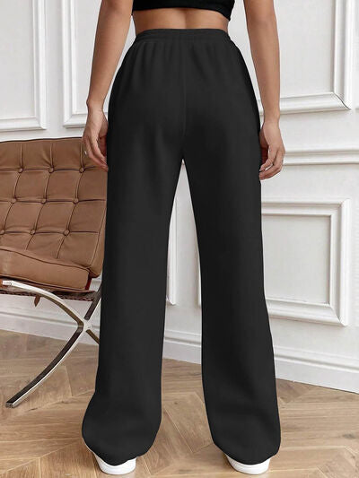 Drawstring Elastic Waist Pants with Pockets elegancydose