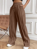 Drawstring Elastic Waist Pants with Pockets elegancydose
