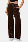Drawstring Elastic Waist Straight Leg Pants elegancydose