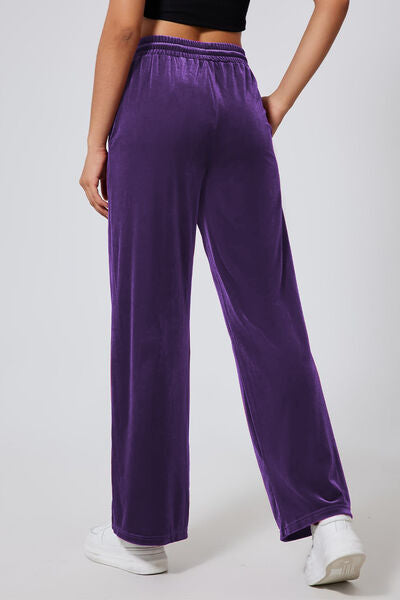 Drawstring Elastic Waist Straight Leg Pants elegancydose