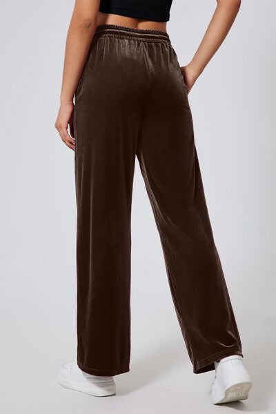 Drawstring Elastic Waist Straight Leg Pants elegancydose