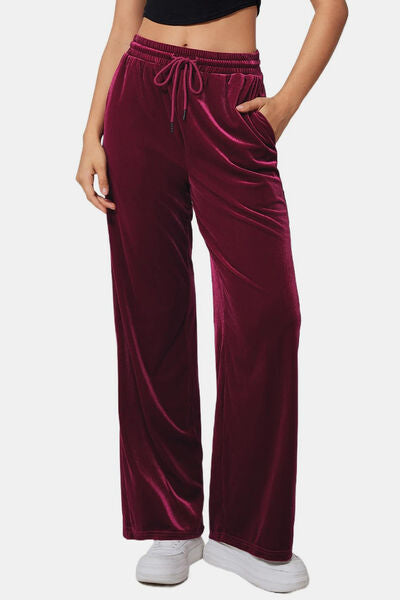 Drawstring Elastic Waist Straight Leg Pants elegancydose