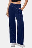 Drawstring Elastic Waist Straight Leg Pants elegancydose