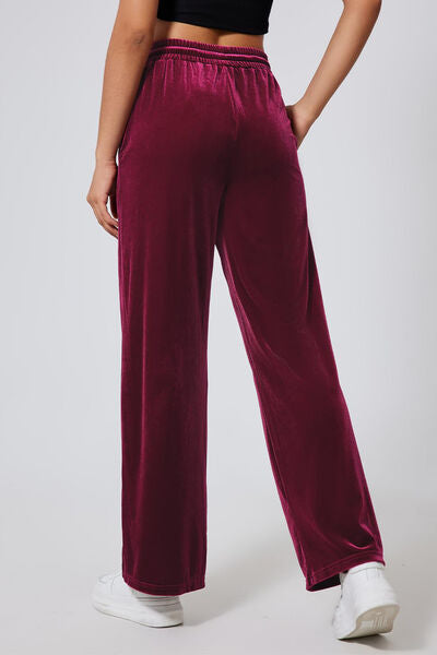 Drawstring Elastic Waist Straight Leg Pants elegancydose