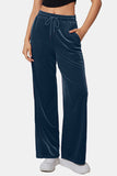 Drawstring Elastic Waist Straight Leg Pants elegancydose