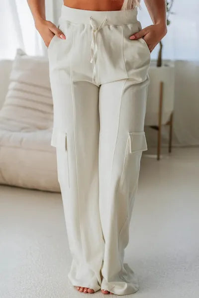 Drawstring High Waist Pants with Pockets elegancydose