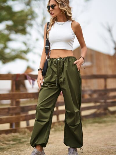 Drawstring Joggers with Pockets elegancydose