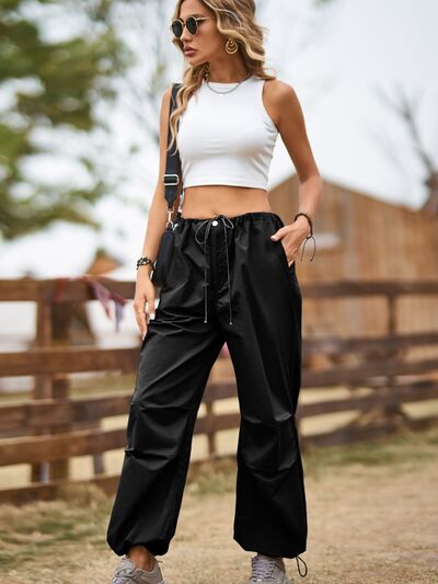 Drawstring Joggers with Pockets elegancydose