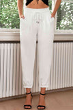 Drawstring Paperbag Waist Cropped Joggers elegancydose