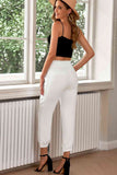 Drawstring Paperbag Waist Cropped Joggers elegancydose