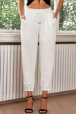 Drawstring Paperbag Waist Cropped Joggers elegancydose