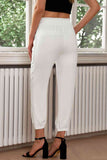 Drawstring Paperbag Waist Cropped Joggers elegancydose