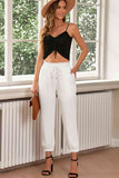 Drawstring Paperbag Waist Cropped Joggers elegancydose