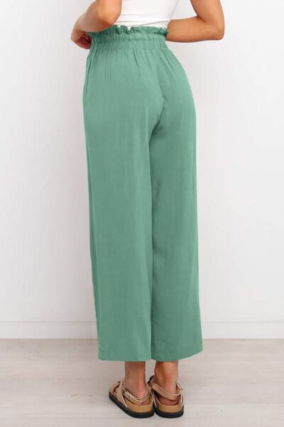 Drawstring Paperbag Waist Wide Leg Pants elegancydose