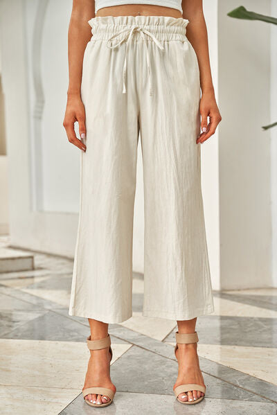 Drawstring Paperbag Waist Wide Leg Pants elegancydose