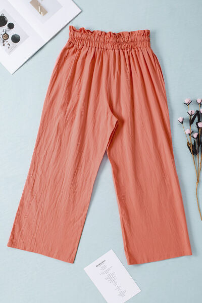 Drawstring Paperbag Waist Wide Leg Pants elegancydose