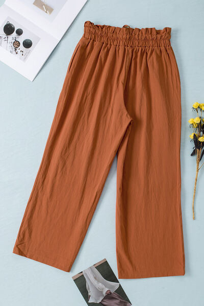 Drawstring Paperbag Waist Wide Leg Pants elegancydose