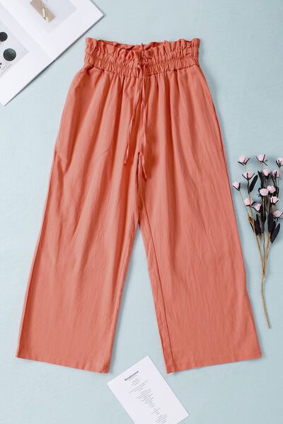 Drawstring Paperbag Waist Wide Leg Pants elegancydose
