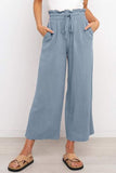 Drawstring Paperbag Waist Wide Leg Pants elegancydose