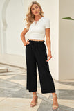 Drawstring Paperbag Waist Wide Leg Pants elegancydose