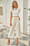 Drawstring Paperbag Waist Wide Leg Pants elegancydose