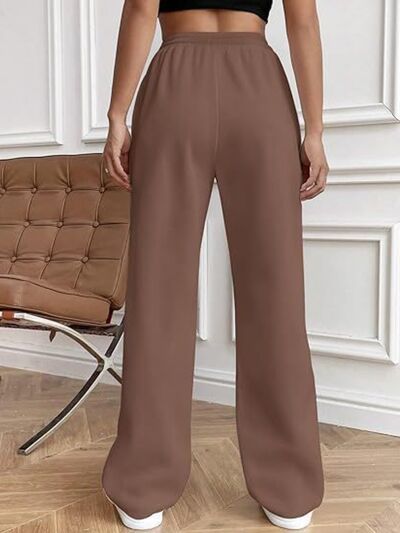 Drawstring Wide Leg Pants with Pockets elegancydose