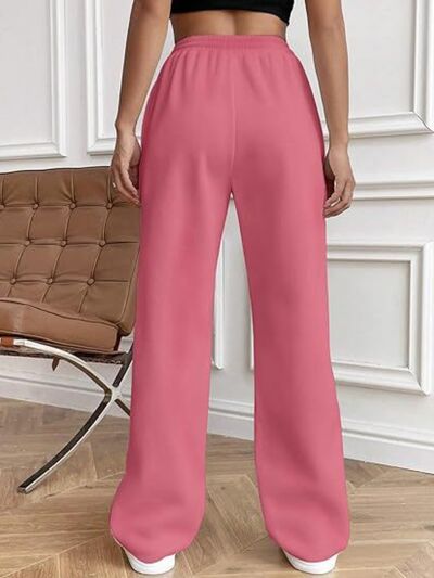 Drawstring Wide Leg Pants with Pockets elegancydose