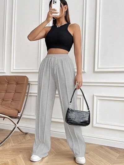 Drawstring Wide Leg Pants with Pockets elegancydose