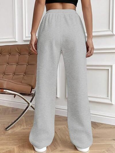 Drawstring Wide Leg Pants with Pockets elegancydose