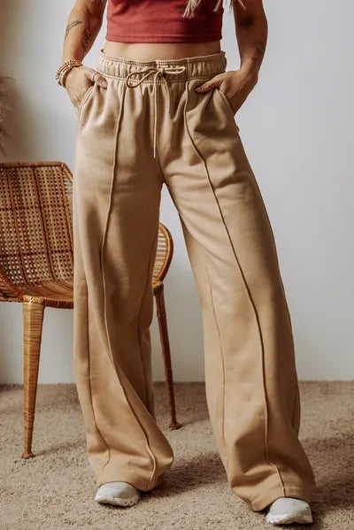 Drawstring Wide Leg Pants with Pockets elegancydose