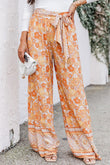 Floral Tie Front Wide Leg Pants elegancydose