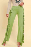 Fringe Trim Wide Leg Pants elegancydose
