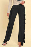 Fringe Trim Wide Leg Pants elegancydose