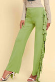 Fringe Trim Wide Leg Pants elegancydose