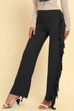 Fringe Trim Wide Leg Pants elegancydose